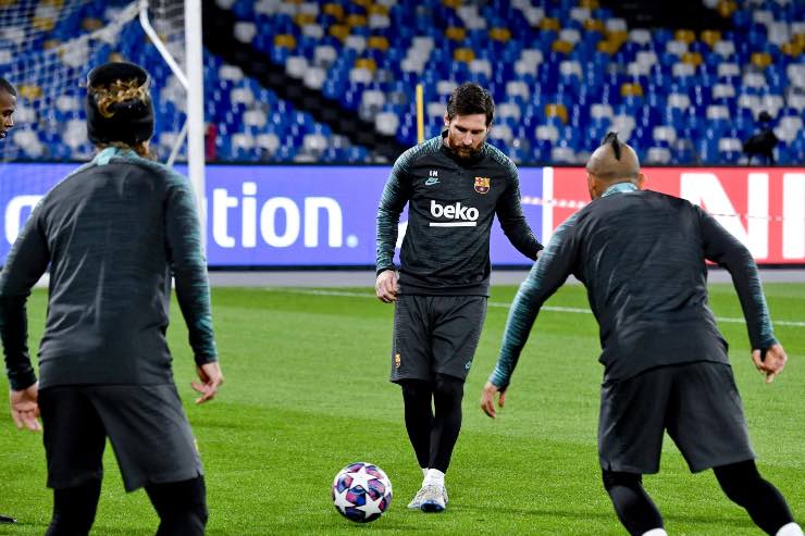 Messi si allena ai tempi del Barcellona