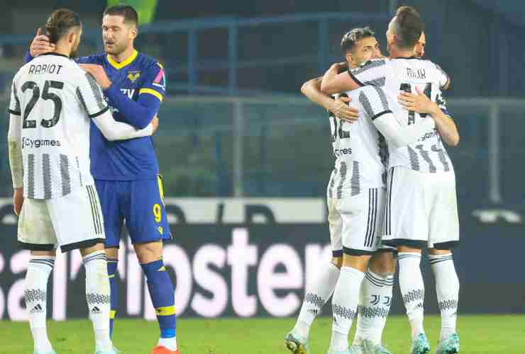 Esultanza calciatori Juventus post Verona